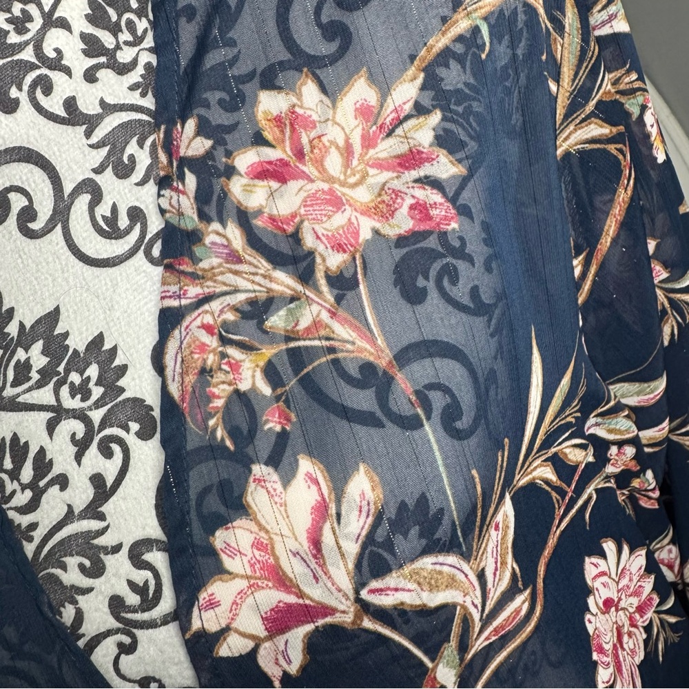Maurices Boho Floral Long Sleeve Metallic Kimono Size 1X NWT Bohemian Resortwear - Picture 5 of 14